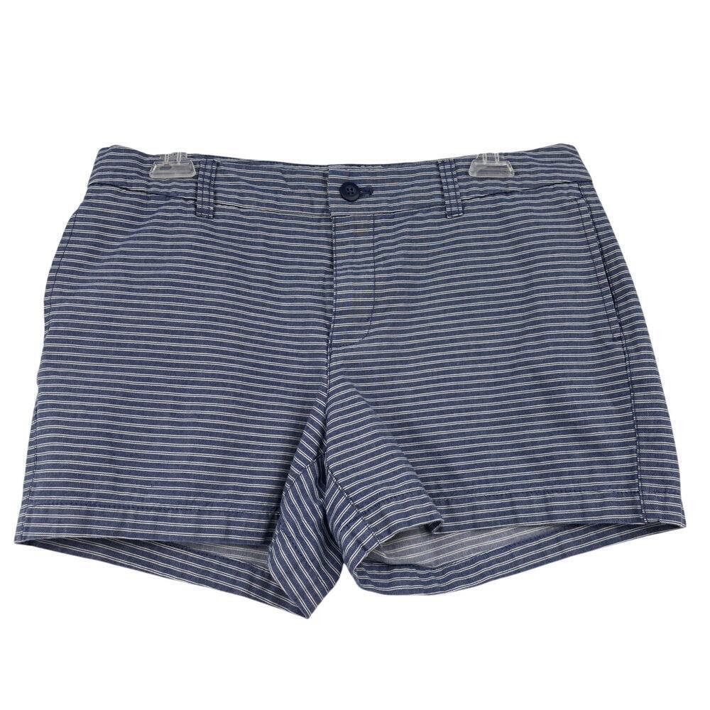 Khakis by GAP The 4 Inch Short Women's Size 8 Blue White Stripe Cotton Stretch